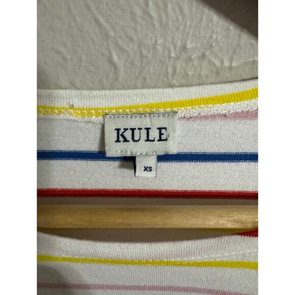 KULE Striped The Modern Long Sleeve Tee Rainbow Bright Top XS - Picture 2 of 5